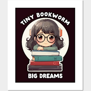 tiny bookworm girl - big dreams Posters and Art